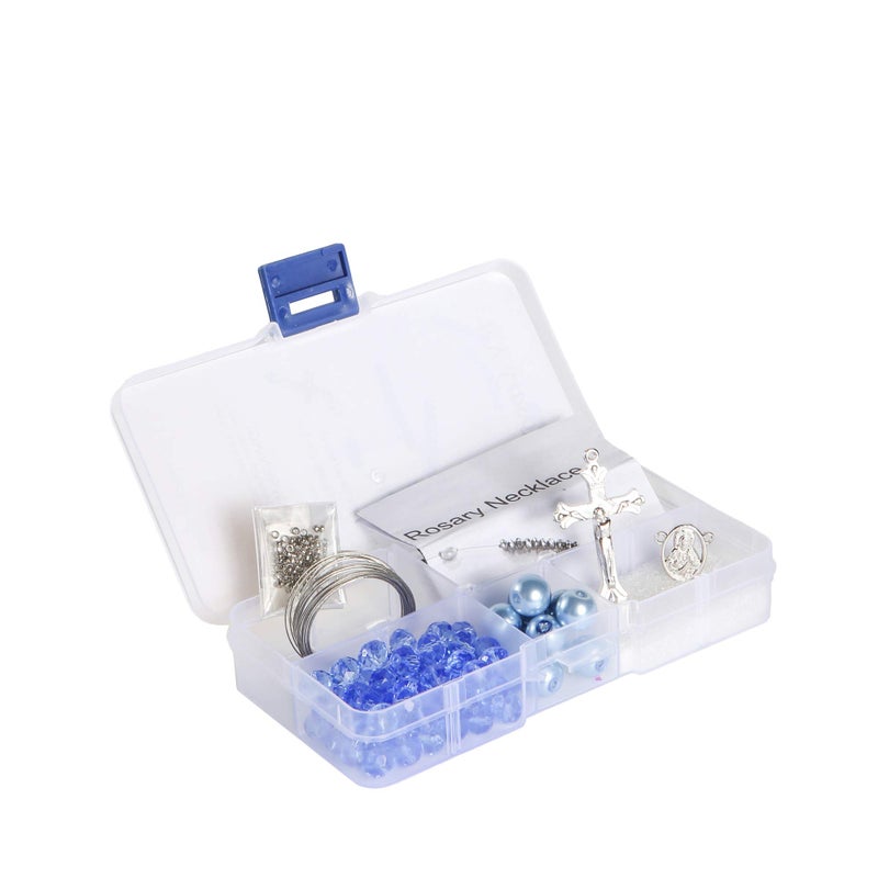 Linpeng Sky Blue Glass Crystal Pearl Beads Rosary Jewerly Kit, Rosary Making Supplies, Gift for Beader, 1 Pack - Image 3
